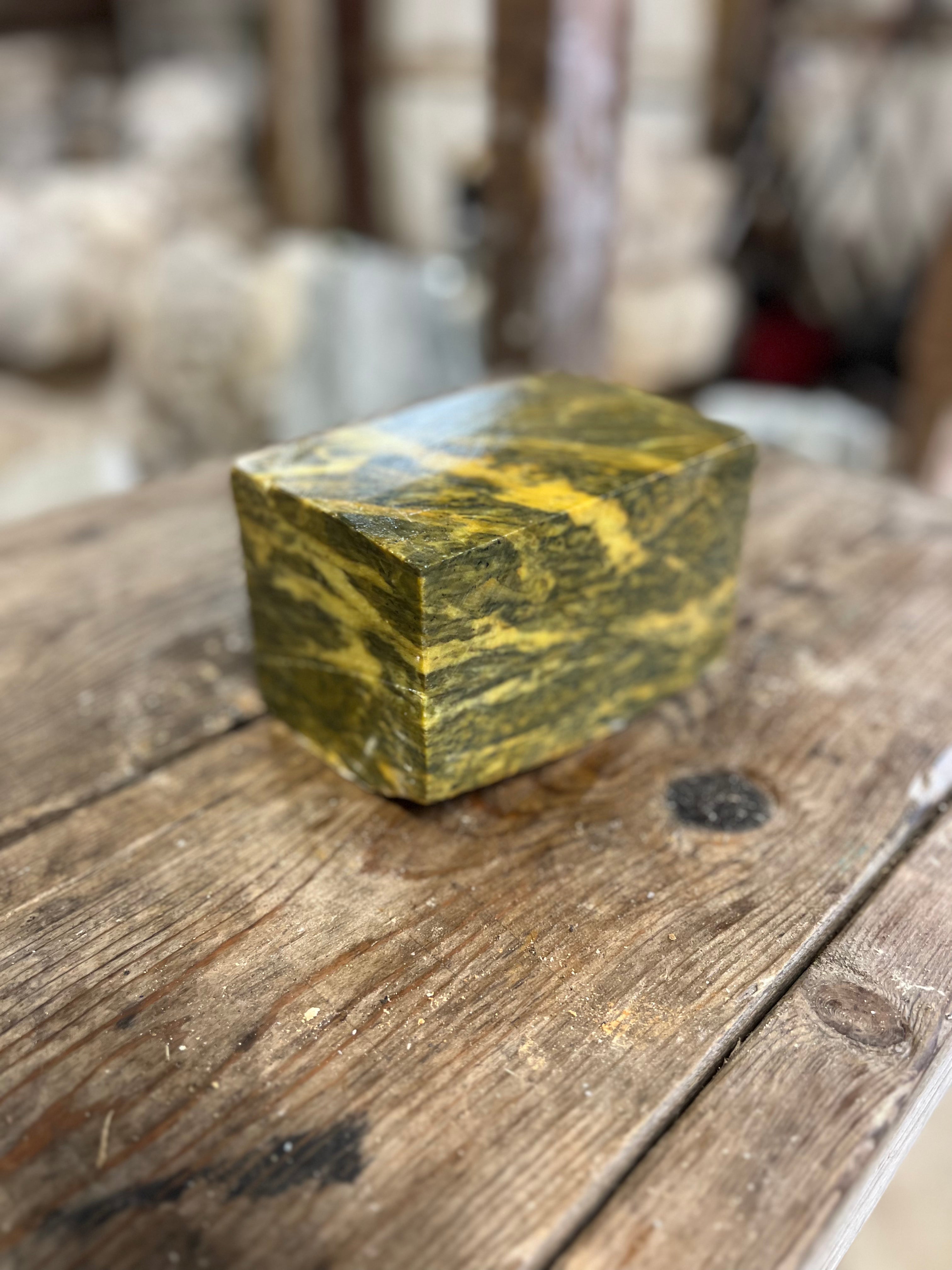 Indian Gray/Green Soapstone 16lb Block 5x5x6